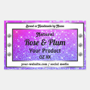 Roze Paarse mousserende glitter-sterren Productlab Rechthoekige Sticker