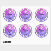 Roze Paarse mousserende glitteretiketten Logo Ronde Sticker (Vel)