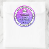 Roze Paarse mousserende glitteretiketten Logo Ronde Sticker (Tas)