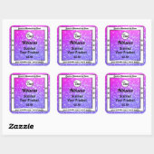 Roze Paarse mousserende glitteretiketten Logo Vierkante Sticker (Vel)