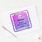 Roze Paarse mousserende glitteretiketten Logo Vierkante Sticker (Envelop)