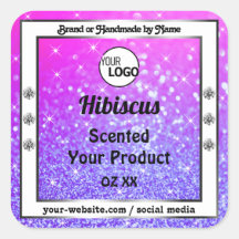 Roze Paarse mousserende glitteretiketten Logo