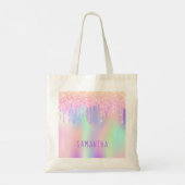 Roze paarse munt druppelnaam tote bag (Achterkant)
