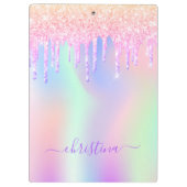 Roze Paarse munt groen druppels holografisch Klembord (Achterkant)