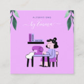 Roze Paarse naaimachines Afbeelding van naaddruk Vierkante Visitekaartje (Voorkant)