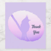 Roze Paarse Natuur Vogelsilhouet Dank u Wijn Etiket (Enkel label)