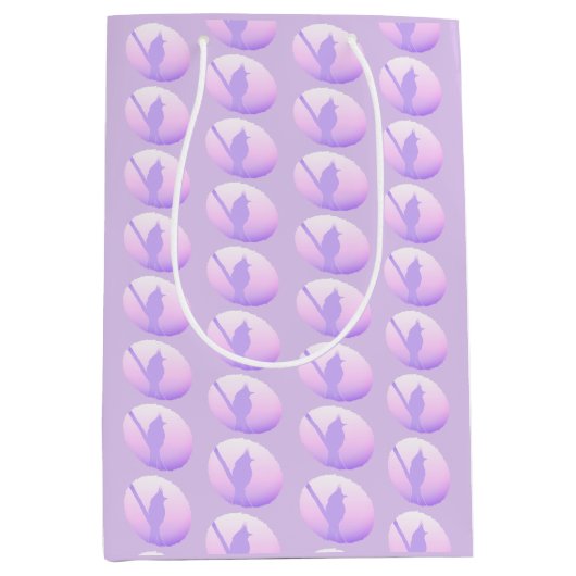 Roze Paarse Natuur Vreedzaam Dierenvogelsilhouet Medium Cadeauzakje (Voorkant)