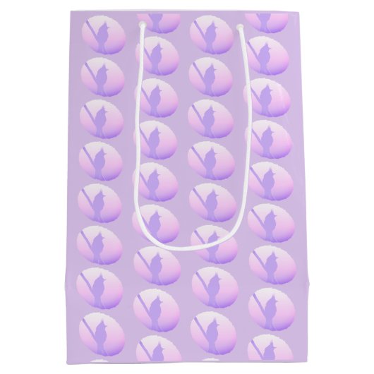 Roze Paarse Natuur Vreedzaam Dierenvogelsilhouet Medium Cadeauzakje (Achterkant)