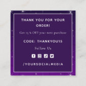 Roze & Paarse Neon Bedankt Typografie Tekst Cool Vierkante Visitekaartje (Achterkant)