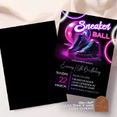 Roze Paarse Neon Discoball Sneakerball Verjaardag Kaart