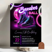 Roze Paarse Neon Discoball Sneakerball Verjaardag Kaart