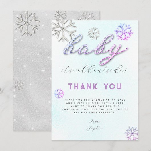 Roze Paarse neushoorns Baby shower Dank je wel Kaart (Voorkant / Achterkant)