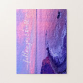 Roze Paarse oceaanstrand Zonneset volg je hart Legpuzzel (Verticaal)