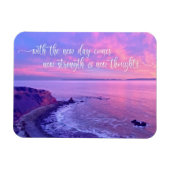 Roze Paarse Ocean Sunset Foto Inspirerend Quote Magneet (Horizontaal)