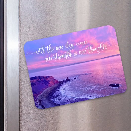 Roze Paarse Ocean Sunset Foto Inspirerend Quote Magneet