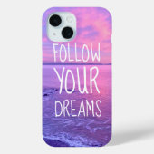 Roze Paarse Ocean Sunset "Volg je dromen" Case-Mate iPhone Case (Achterkant)