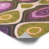 Roze Paarse Ochre Olive Green Hip  Art Motif Poster (Hoek)
