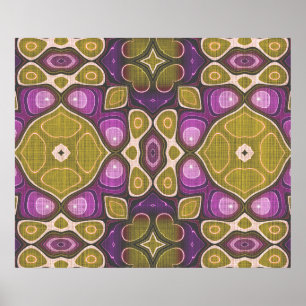 Roze Paarse Ochre Olive Green Hip  Art Motif Poster