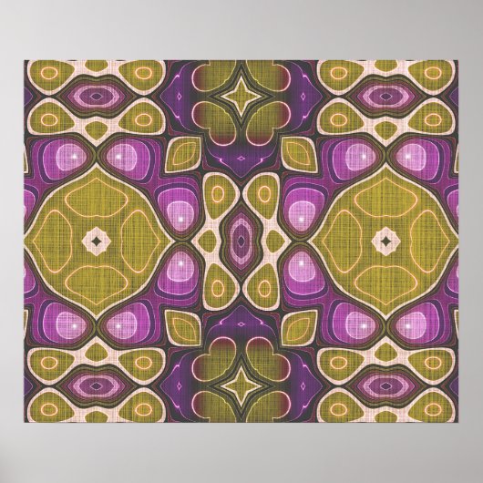 Roze Paarse Ochre Olive Green Hip  Art Motif Poster (Voorkant)