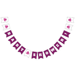 Roze Paarse Octopus Baby shower Bunting Flags Vlaggetjes