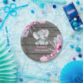 Roze Paarse Olifant Bord 4 Baby shower, Verjaardag (Feest)