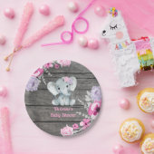 Roze Paarse Olifant Bord 4 Baby shower, Verjaardag (Feest)