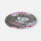 Roze Paarse Olifant Bord 4 Baby shower, Verjaardag (Gekanteld)