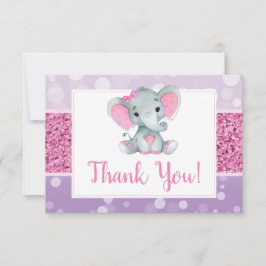 Roze Paarse Olifant Dank u Kaart Douche Verjaardag