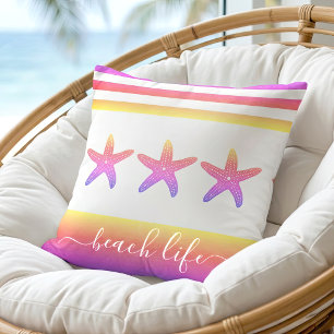 Roze paarse ombre 3 zeester strand levensstijl scr kussen