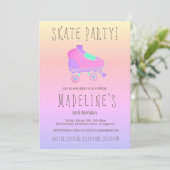 Roze paarse ombre elegante Sweet 16 Rollerskate Kaart (Staand voorkant)
