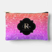 Roze Paarse Ombre Glitterende Naam Monogram