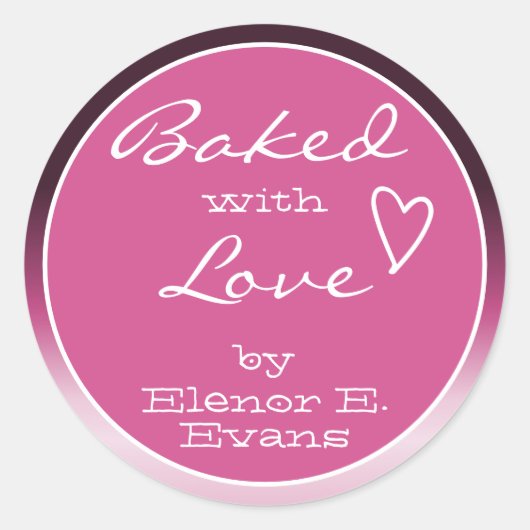 Roze Paarse Ombre Gradience Lijst met liefdespoot Ronde Sticker (Voorkant)