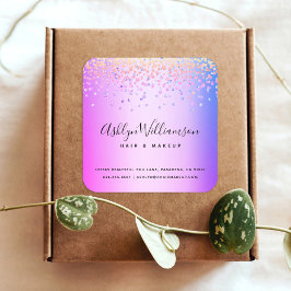 Roze paarse ombre kapsalon make-up artiest modern vierkante sticker