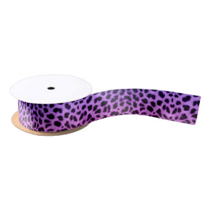 Roze Paarse Ombre Leopard Animal Print Ribbon Satijnen Lint