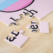 Roze Paarse Ombre Strepen Harten 2e Verjaardag Legpuzzel (Zijkant)