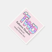 Roze Paarse Ombre Strepen Harten Tweede Verjaardag Servet (Hoek)