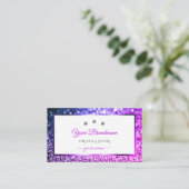 Roze Paarse Ombre Witte Sprankelende Glitter Juwel Visitekaartje (Staand voorkant)