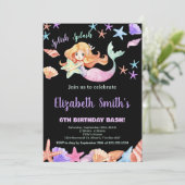 Roze Paarse Onder het zee Zeemeermin Verjaardag Kaart (Staand voorkant)