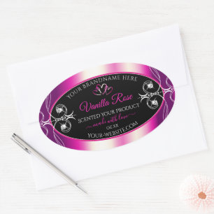 Roze Paarse onderzeese productlabels diamanten zwa Ovale Sticker