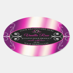 Roze Paarse onderzeese productlabels diamanten zwa Ovale Sticker