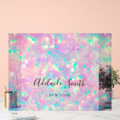 Roze paarse opaal achtergrond acryl bord (Huwelijk)