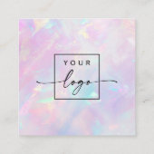 Roze paarse opaal look custom logo vierkante visitekaartje (Achterkant)