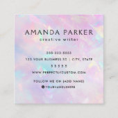 Roze paarse opaal look custom logo vierkante visitekaartje (Voorkant)