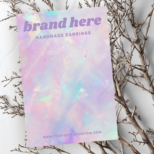 Roze paarse opaal look oorbel kaart