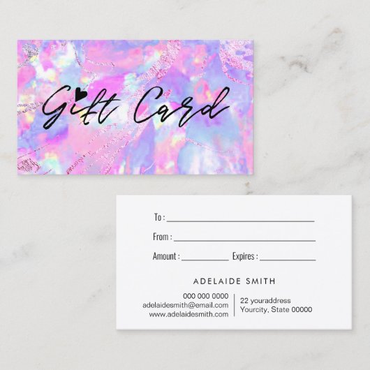 Roze paarse Opal Textuur Cadeaubon Visitekaartje (Voorkant / Achterkant)