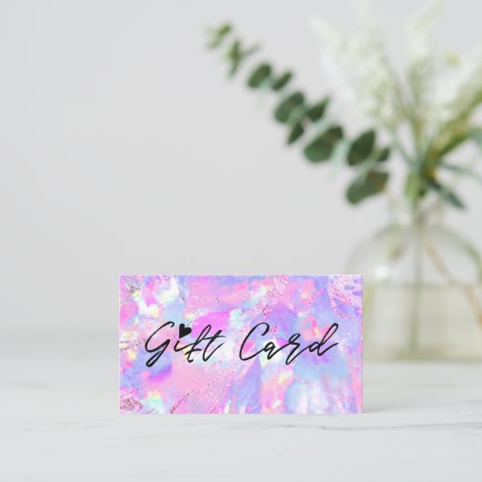 Roze paarse Opal Textuur Cadeaubon Visitekaartje (Staand voorkant)