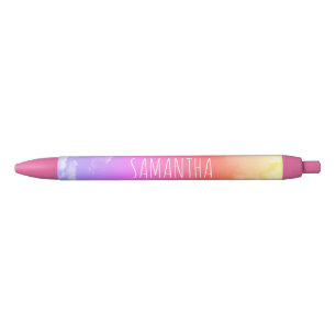 Roze, Paarse, Oranje en gele wolken Aangepaste naa Zwarte Inkt Pen