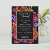 Roze Paarse Oranje Floral Brunch en Bubble Kaart (Staand voorkant)