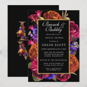 Roze Paarse Oranje Floral Brunch en Bubble Kaart (Voorkant / Achterkant)