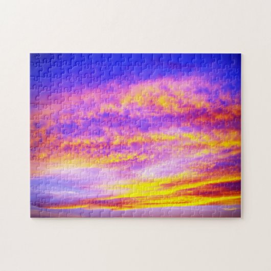 Roze paarse oranje gouden skies legpuzzel (Horizontaal)